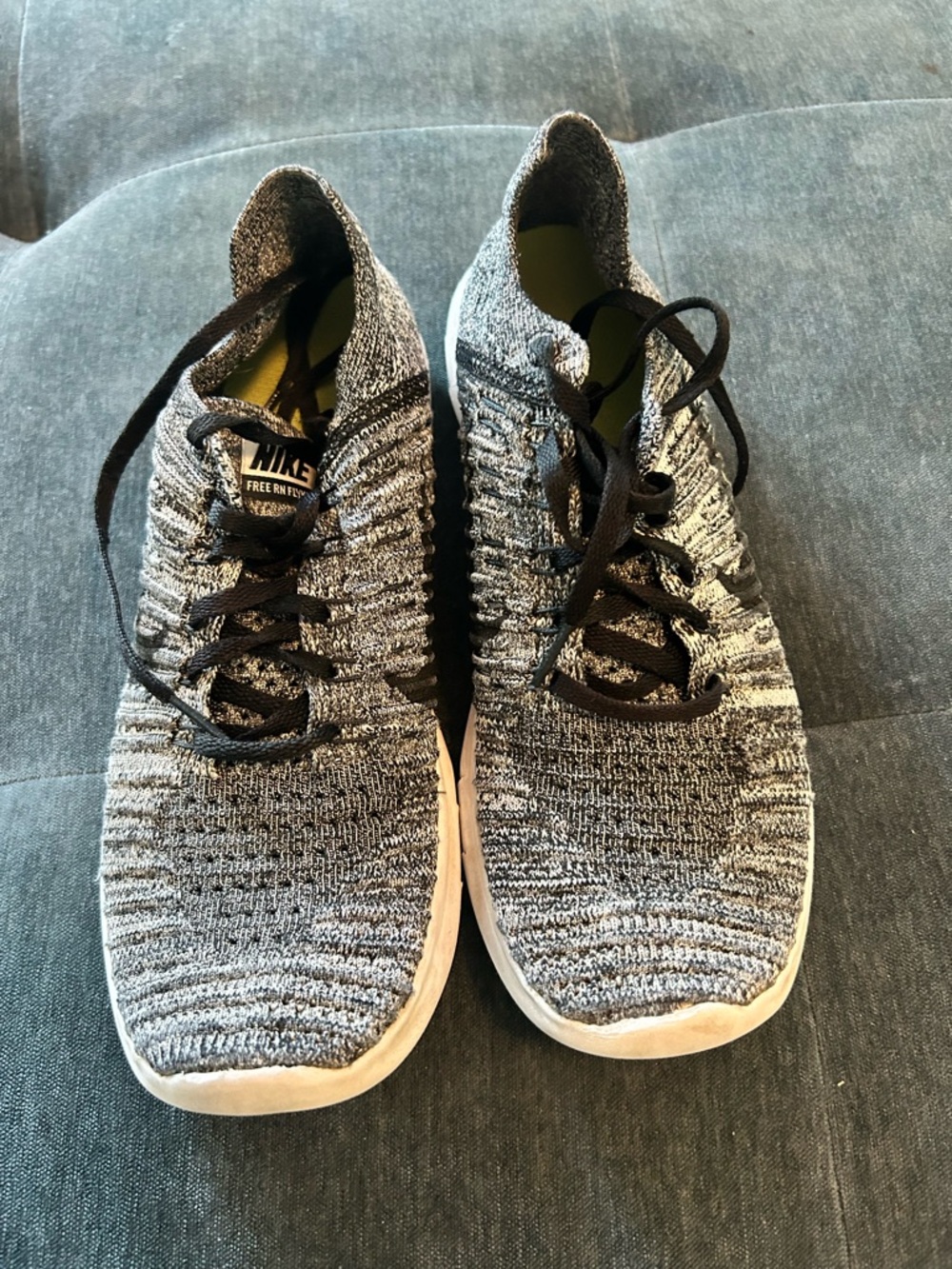 Nike Men’s Black and Gray Flyknit Athletic Sneakers